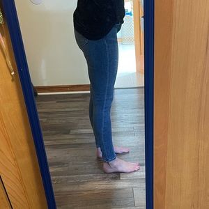 Joe’s light colored, ankle length jeans